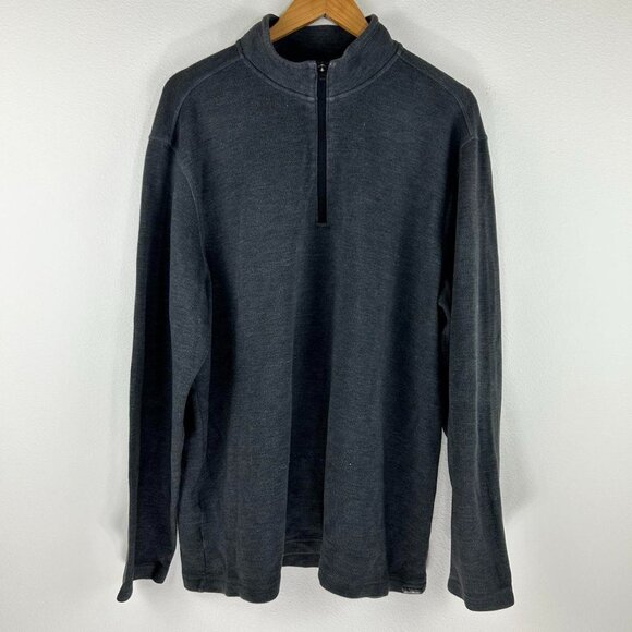 Eddie Bauer Mock Neck Sweatshirt Mens XL Tall Gray Quarter Zip Pullover - Picture 1 of 7
